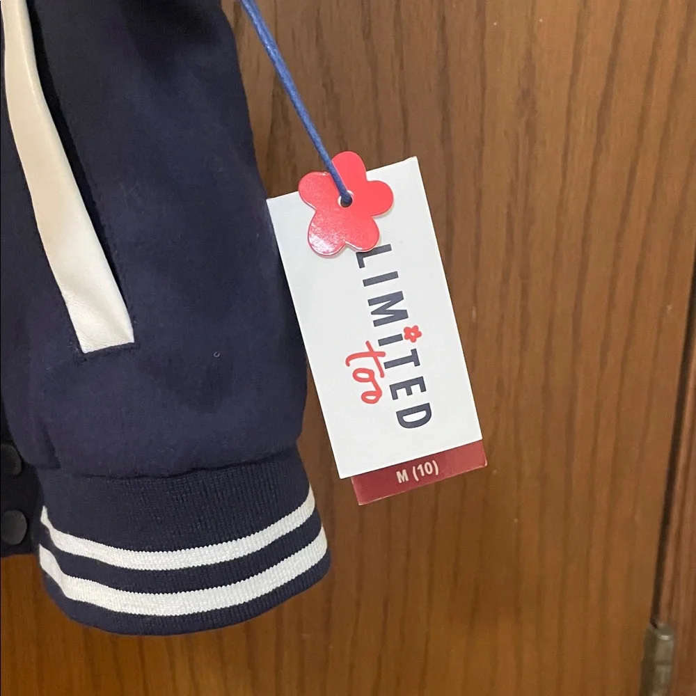 Limited Too NWT Girls size medium (10) Navy and White varsity letterman’s Jacket - Picture 7 of 8